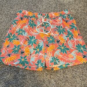 Goodfellow & Co Men's Swim Trunk Shorts Quick Dry Swimsuit Red Floral Size Large